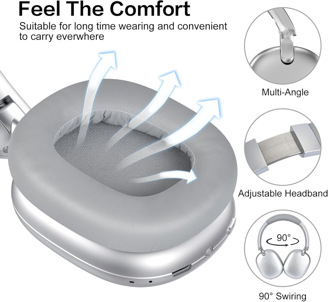 C6 Active Noise Cancelling Headphones, Wireless Over Ear Bluetooth Headphones, 60H Playtime